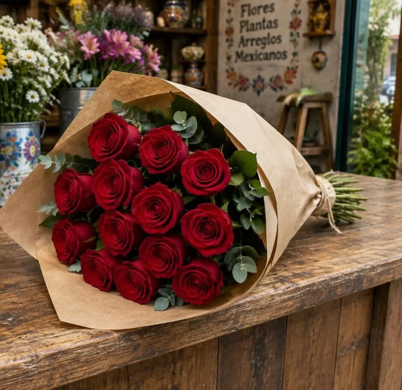Ramo de 12 rosas (fotografía ilustrativa)